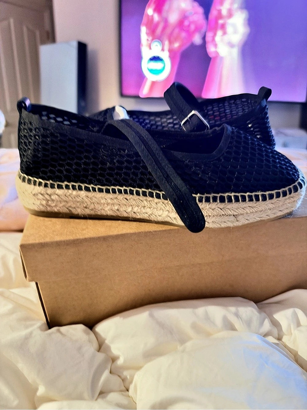 Maeve Netted Mary Jane Black Espadrille Wedge EU 40 NWT